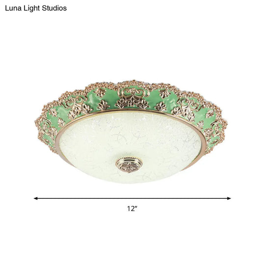 Traditional Style Green Glass Led Ceiling Light Fixture - Multiple Width Options Available