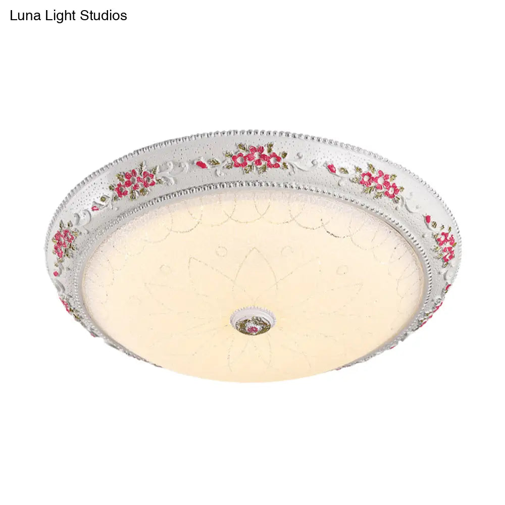 Traditional Style Led Flush Mount Ceiling Light In Cream Glass Available 3 Sizes