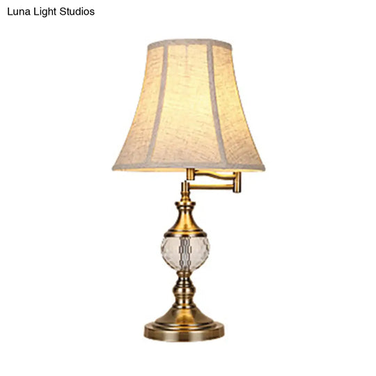 Traditional Style Nightstand Light - Beige/Light Brown Crystal Bell Lamp For Bedroom