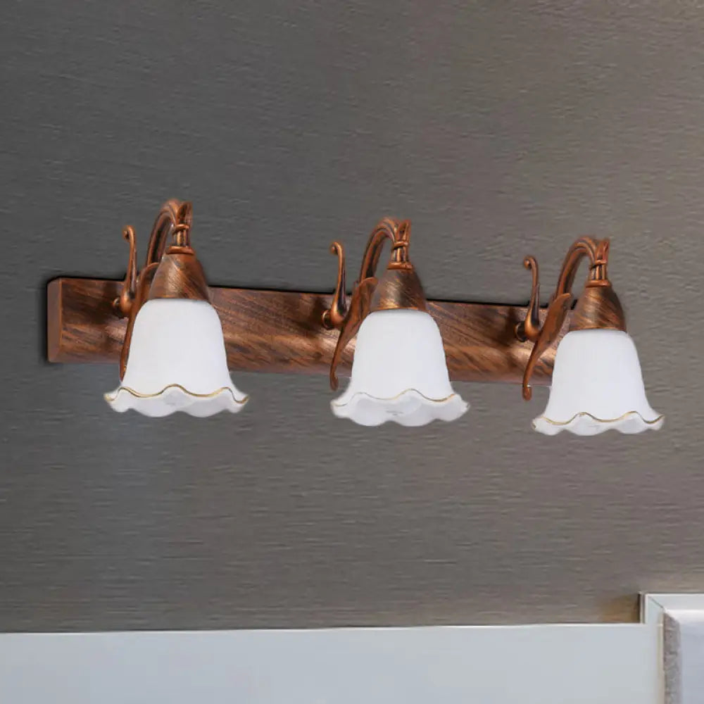 Traditional Style Wall Mounted Light With Petal Shade - Copper/White 3 / Copper