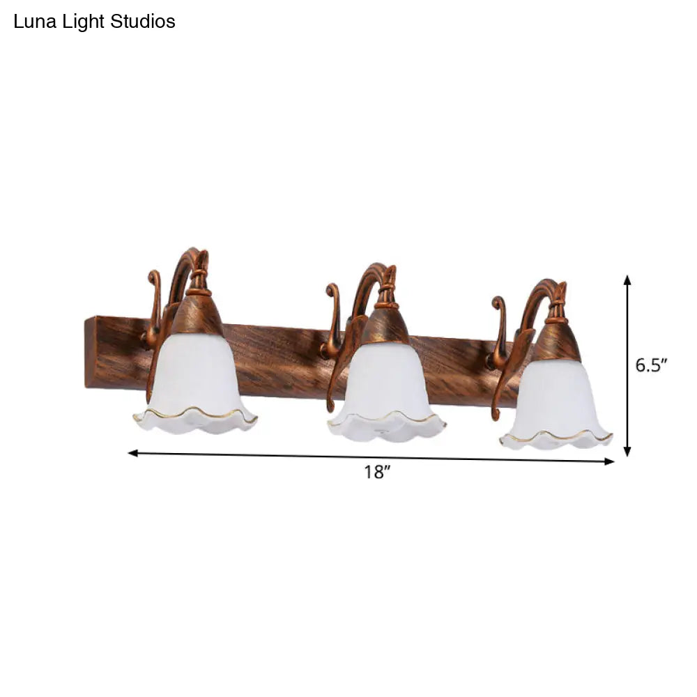 Traditional Style Wall Mounted Light With Petal Shade - Copper/White