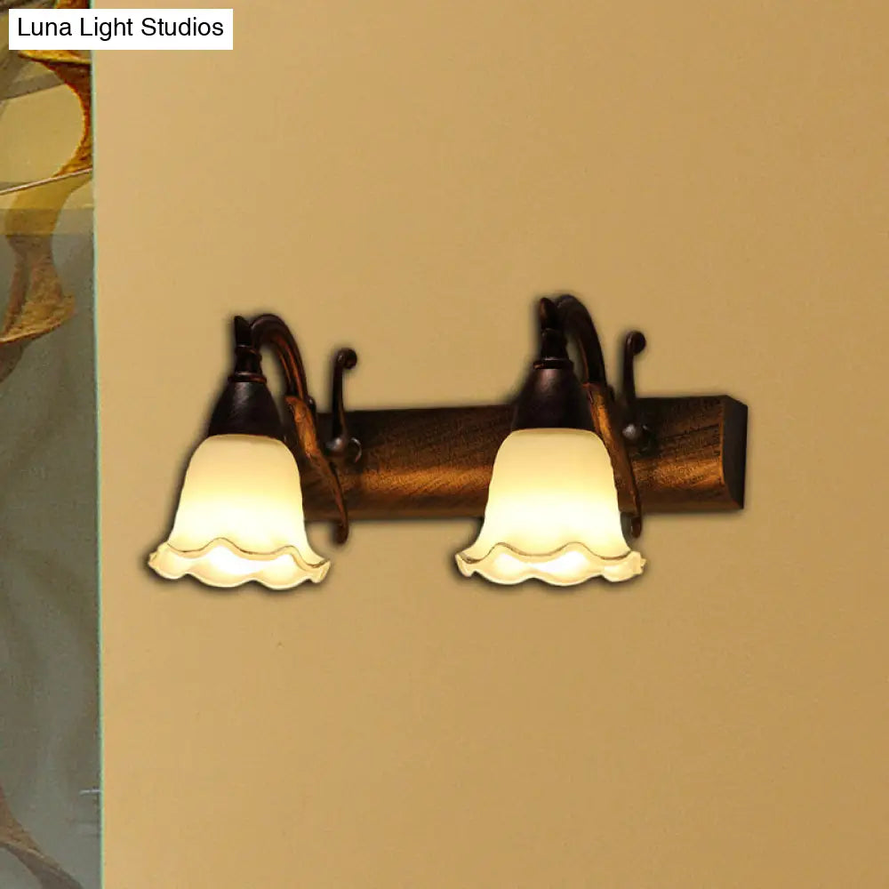 Traditional Style Wall Mounted Light With Petal Shade - Copper/White