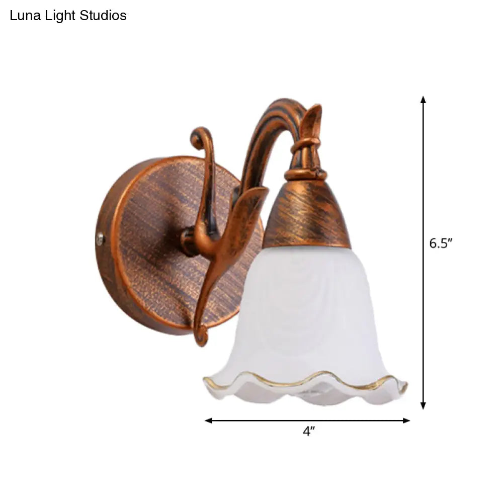 Traditional Style Wall Mounted Light With Petal Shade - Copper/White