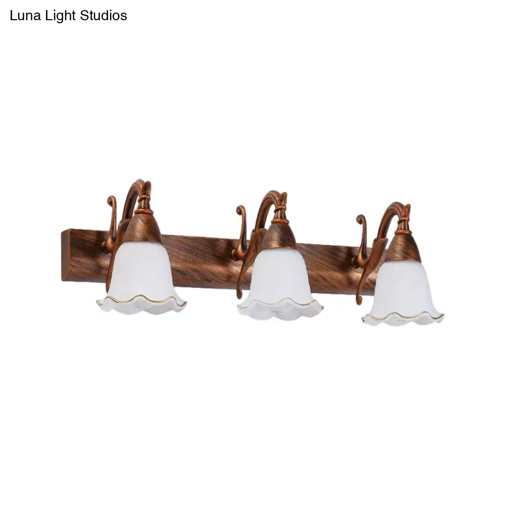 Traditional Style Wall Mounted Light With Petal Shade - Copper/White