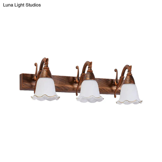 Traditional Style Wall Mounted Light With Petal Shade - Copper/White