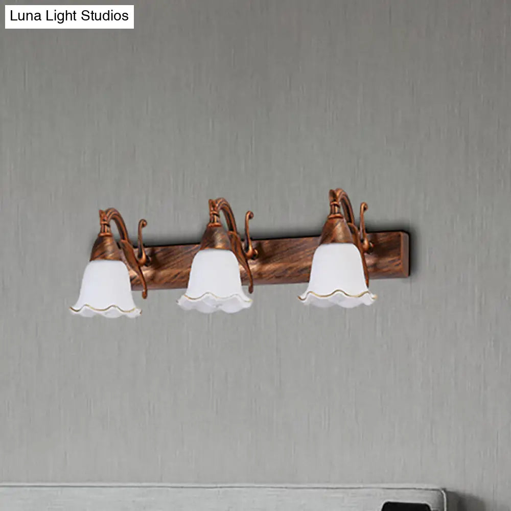 Traditional Style Wall Mounted Light With Petal Shade - Copper/White