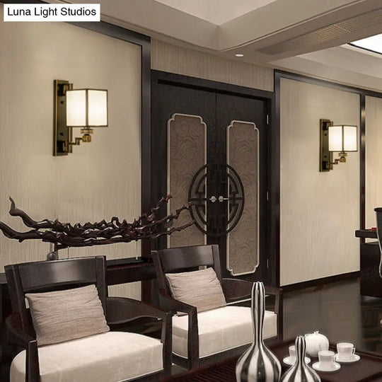 Traditional Style White Fabric Wall Sconce For Living Room