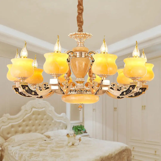 Traditional Style Yellow Jar Jade Chandelier Light Fixture For Living Room Pendant Lighting 6 /