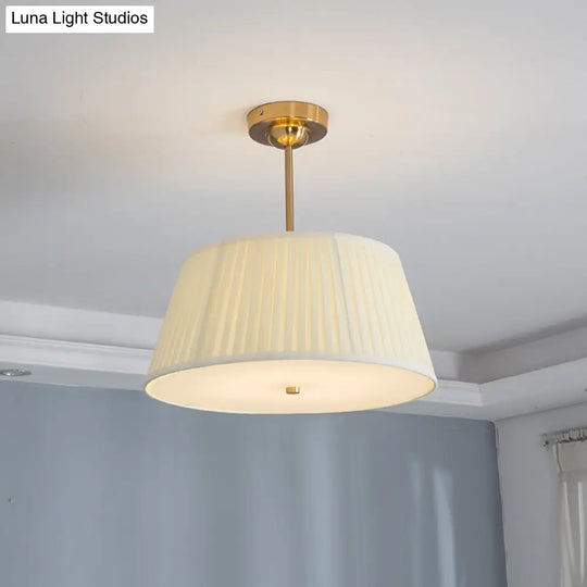 Traditional Tapered Pleated White Flush Ceiling Light Fixture For Bedroom