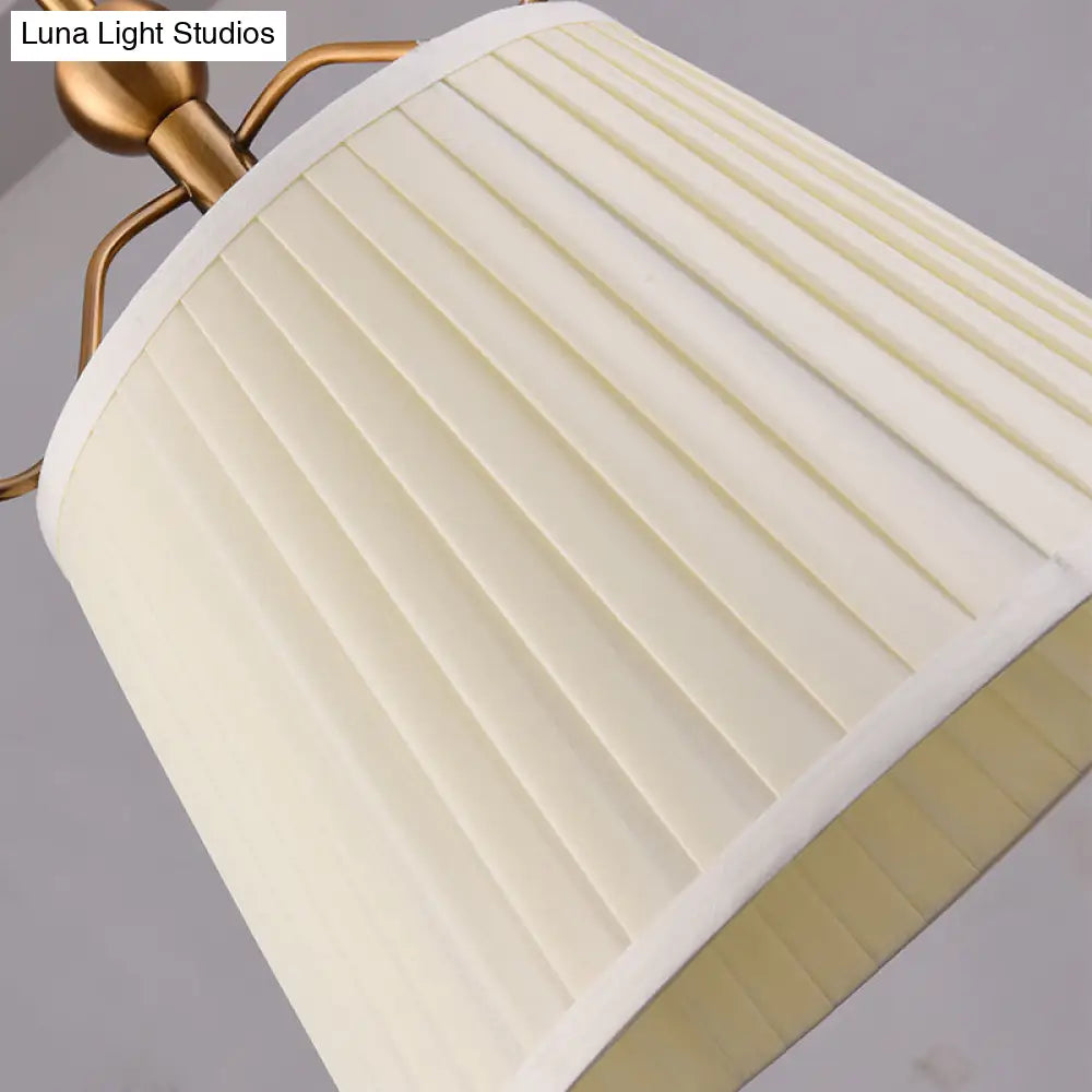 Traditional Tapered Pleated White Flush Ceiling Light Fixture For Bedroom