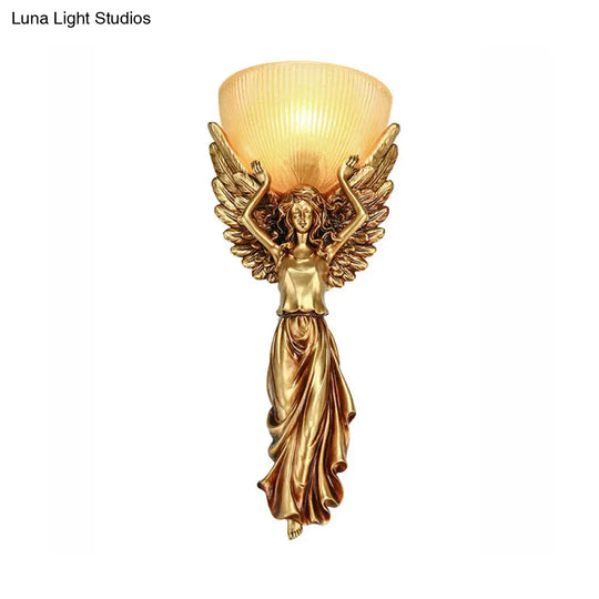 Traditional Wall Lamp With Frosted Glass Shade - White/Gold Finish Perfect For The Living Room