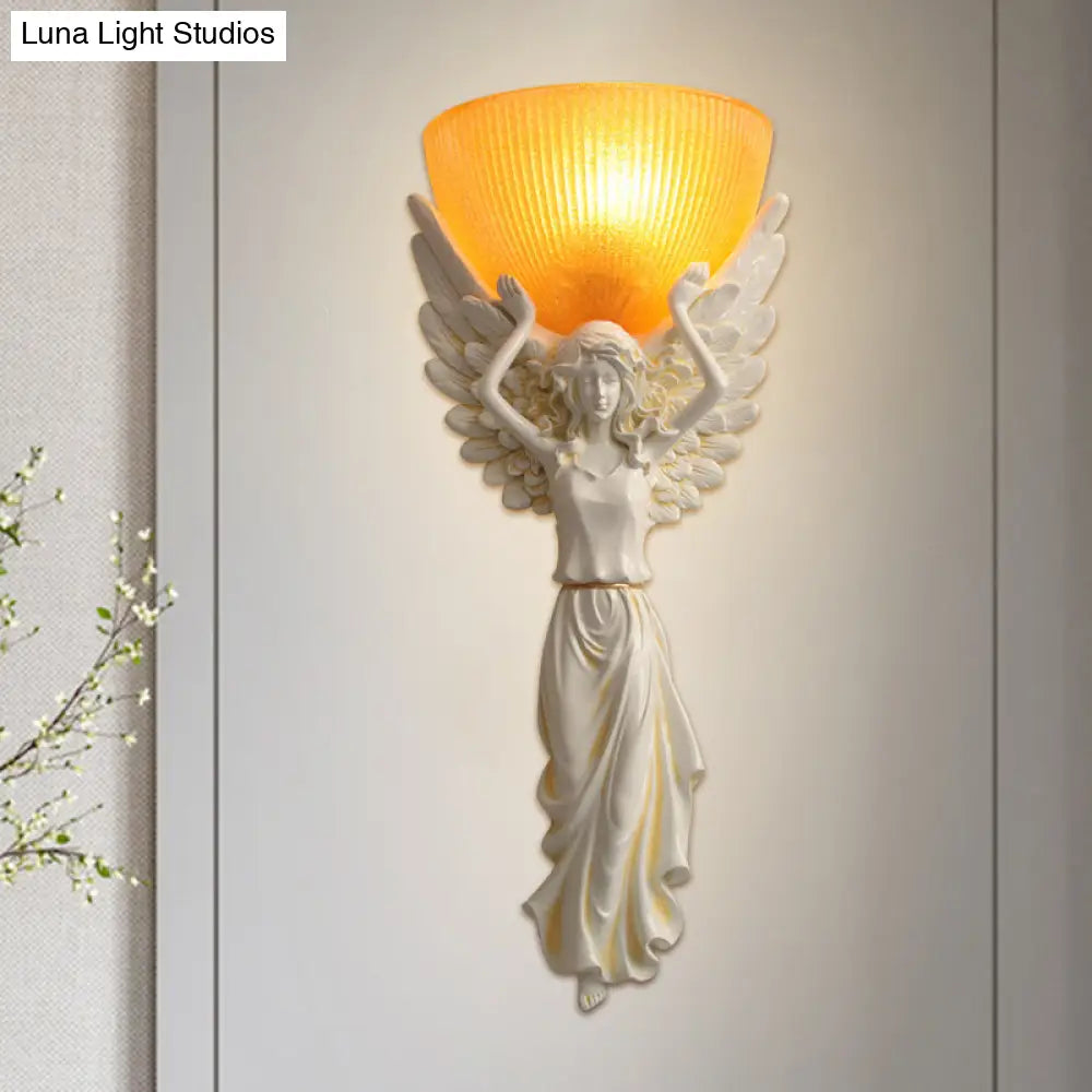 Traditional Wall Lamp With Frosted Glass Shade - White/Gold Finish Perfect For The Living Room