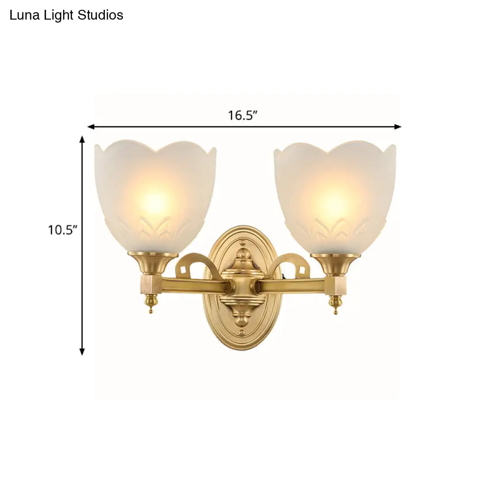 Traditional Wall Sconce With Frosted Glass And Gold Finish