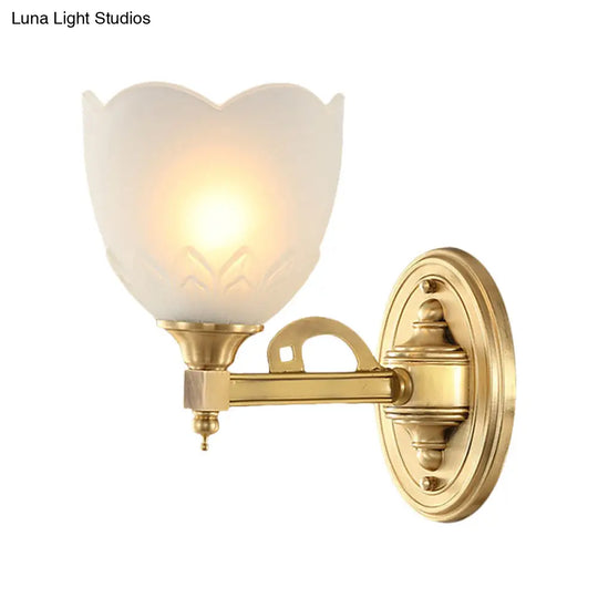 Traditional Wall Sconce With Frosted Glass And Gold Finish