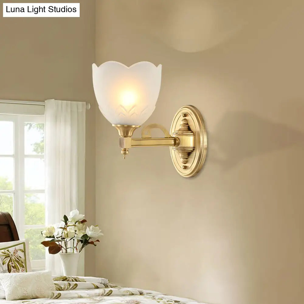 Traditional Wall Sconce With Frosted Glass And Gold Finish