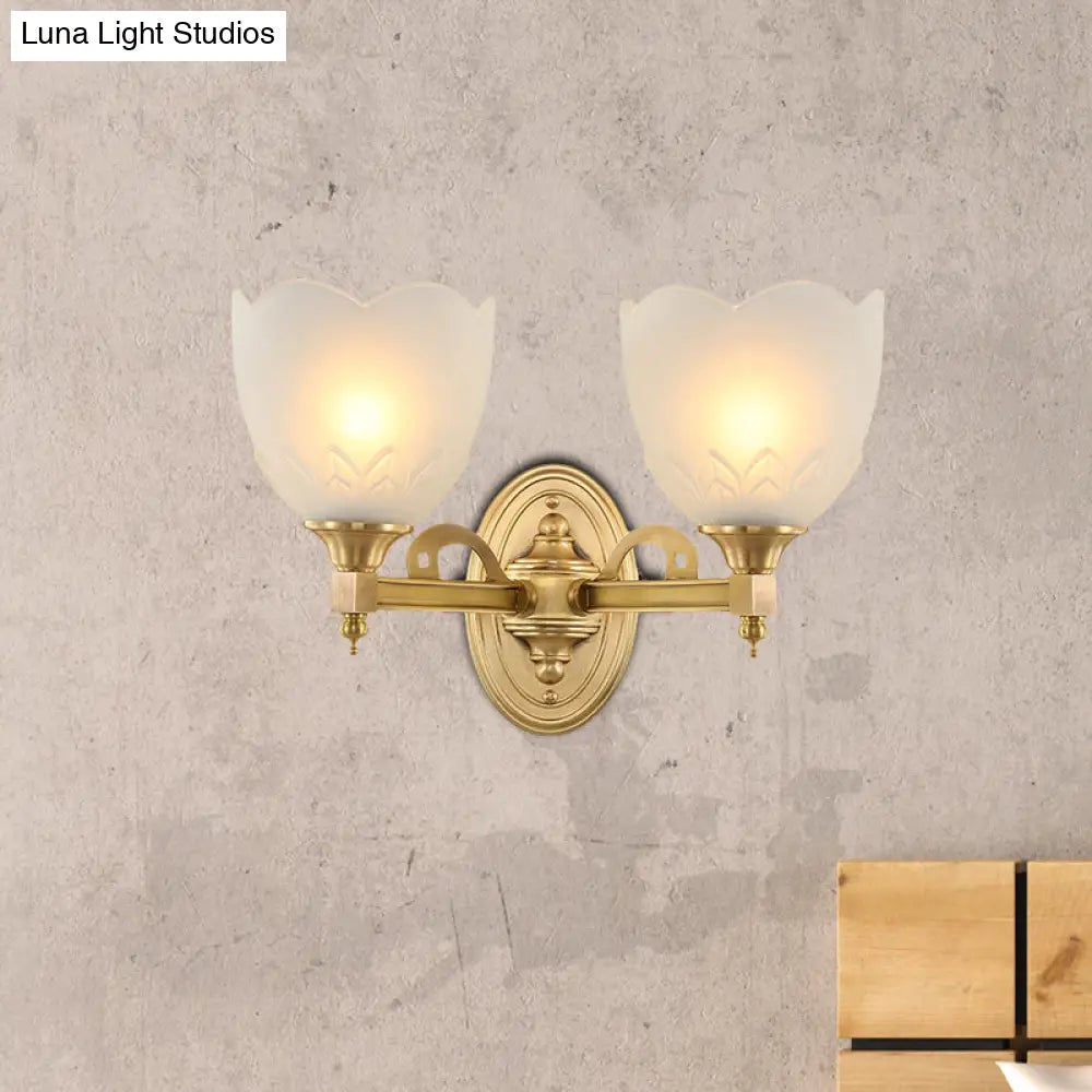 Traditional Wall Sconce With Frosted Glass And Gold Finish