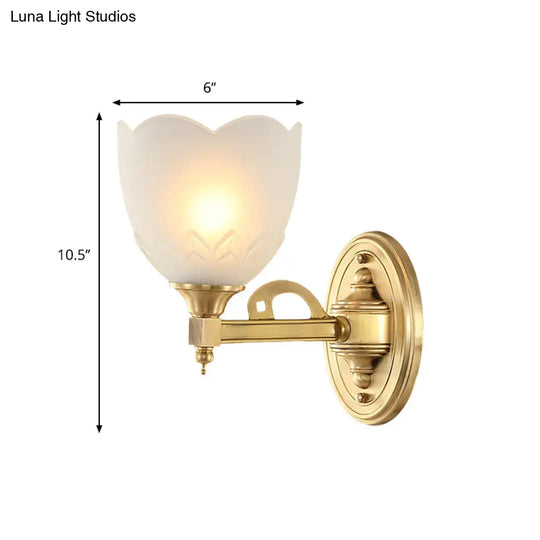 Traditional Wall Sconce With Frosted Glass And Gold Finish