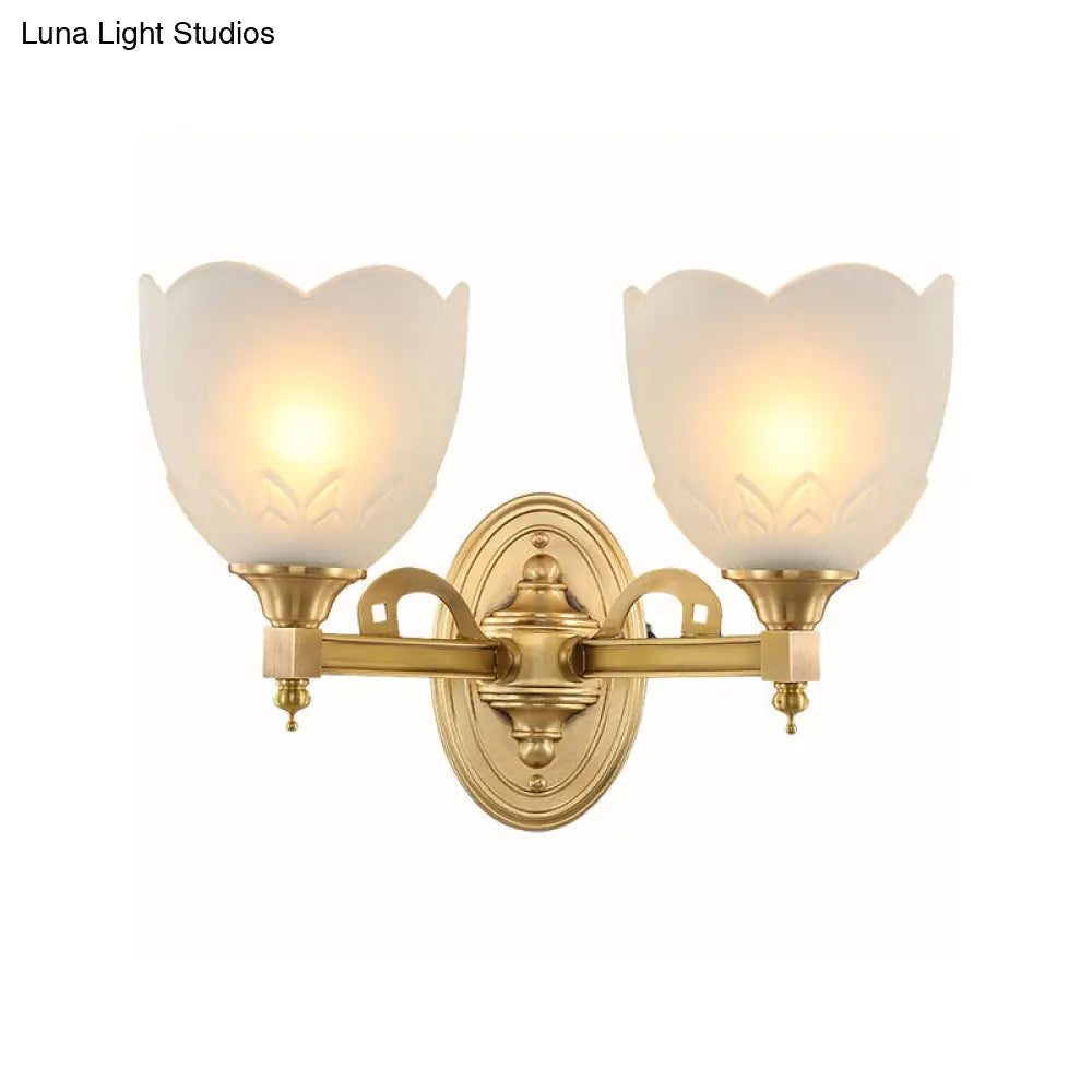 Traditional Wall Sconce With Frosted Glass And Gold Finish