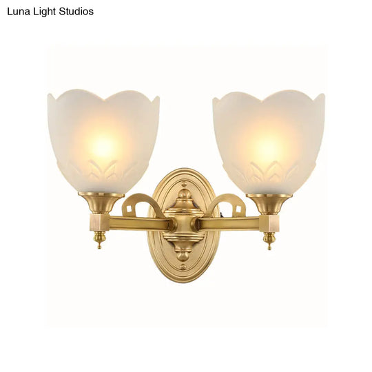 Traditional Wall Sconce With Frosted Glass And Gold Finish