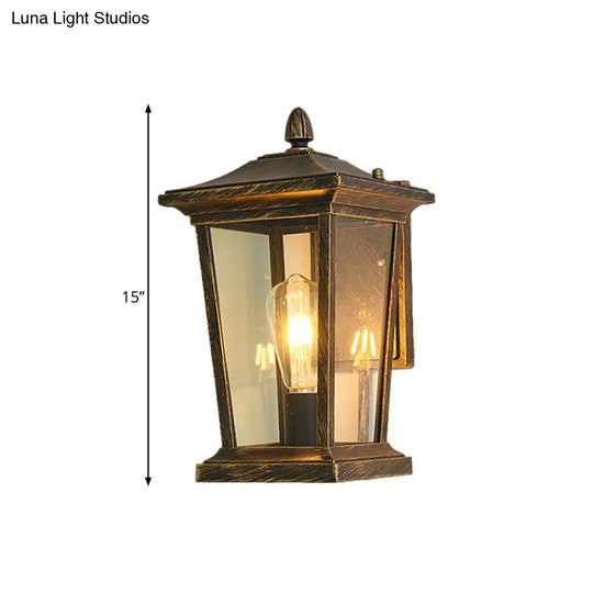 Traditional Wall Sconce With Pavilion Glass Shade In Black/Brass