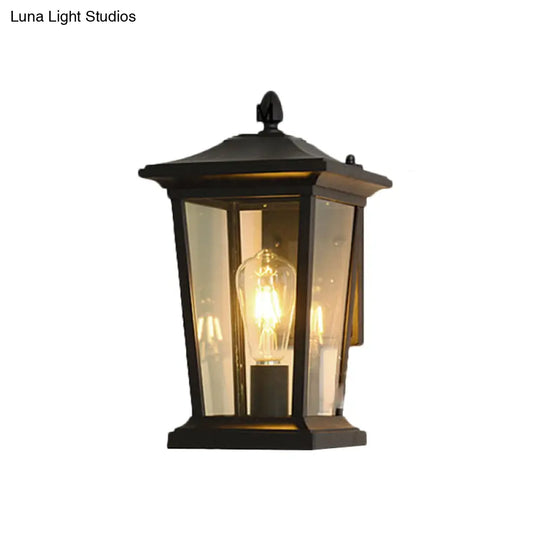 Traditional Wall Sconce With Pavilion Glass Shade In Black/Brass