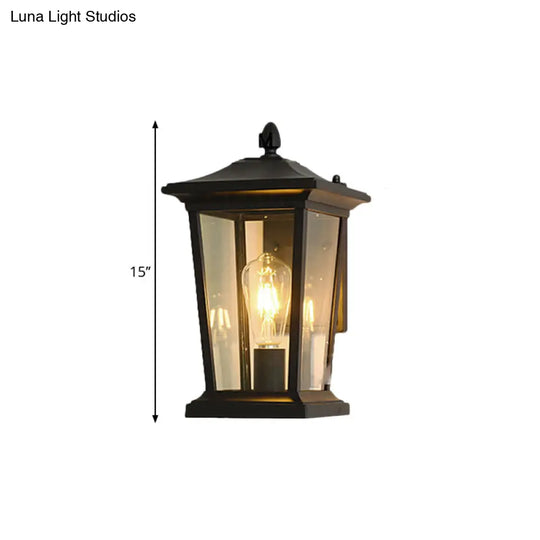 Traditional Wall Sconce With Pavilion Glass Shade In Black/Brass