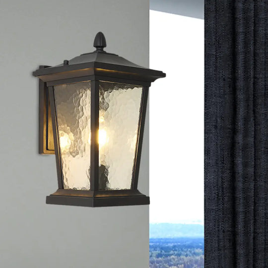 Traditional Wall Sconce With Pavilion Glass Shade In Black/Brass Black / B