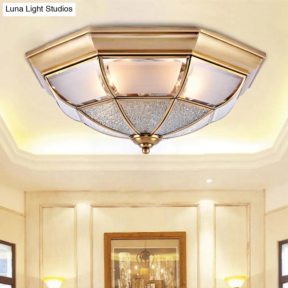 Traditional Water Glass Brass Cone Flush Mount Ceiling Light Fixture - 6/8/10 Bulbs Hallway Décor
