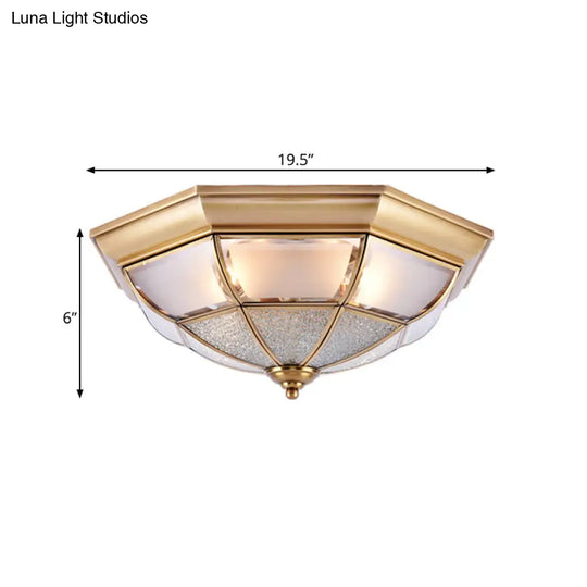 Traditional Water Glass Brass Cone Flush Mount Ceiling Light Fixture - 6/8/10 Bulbs Hallway Décor