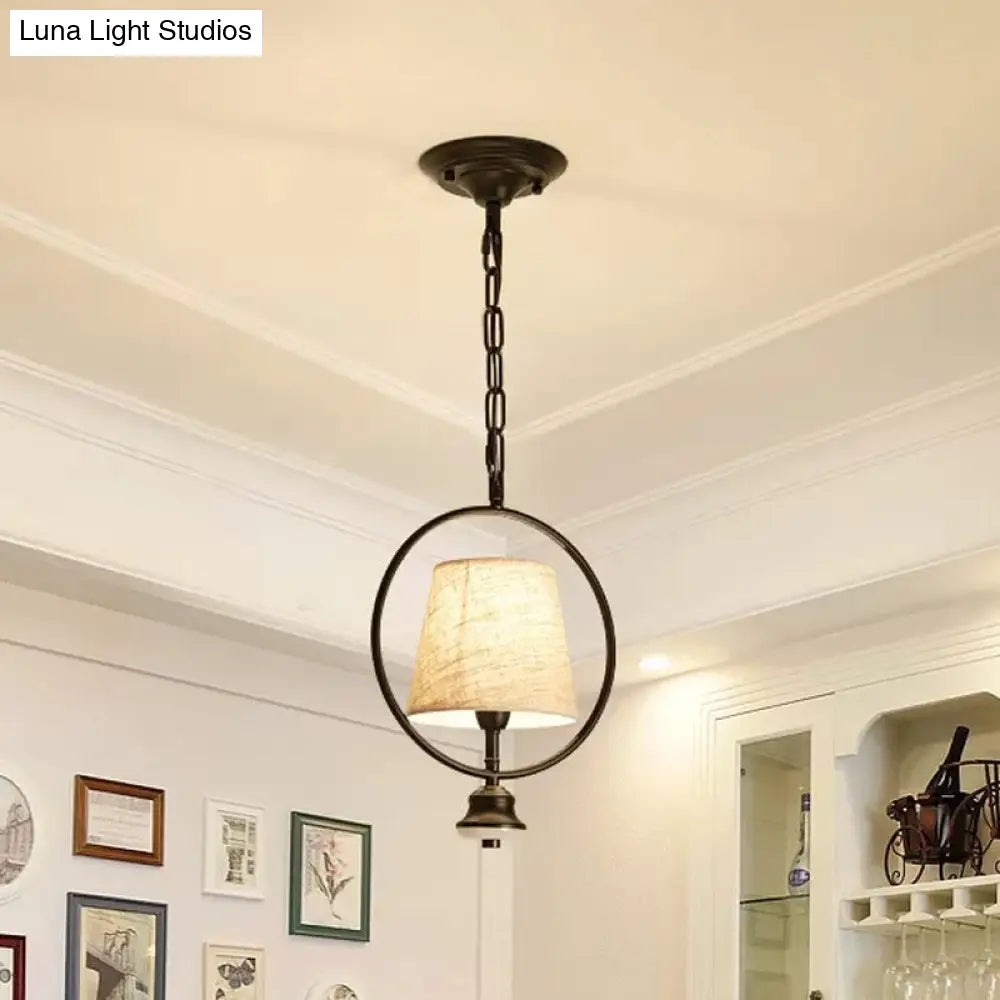 Traditional White Fabric Dining Room Pendant Ceiling Light Fixture