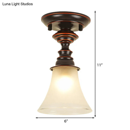 Traditional White Frosted Glass Flush Mount Ceiling Lamp With Bell Design - 1 Light For Living Room
