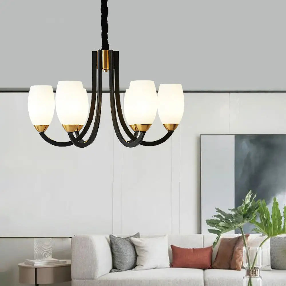 Traditional White Frosted Glass Hanging Chandelier For Living Room 6 /