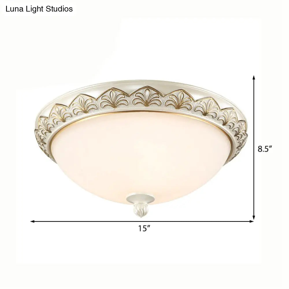 Traditional White Glass Ceiling Mounted Flush Mount Lamp For Bedroom