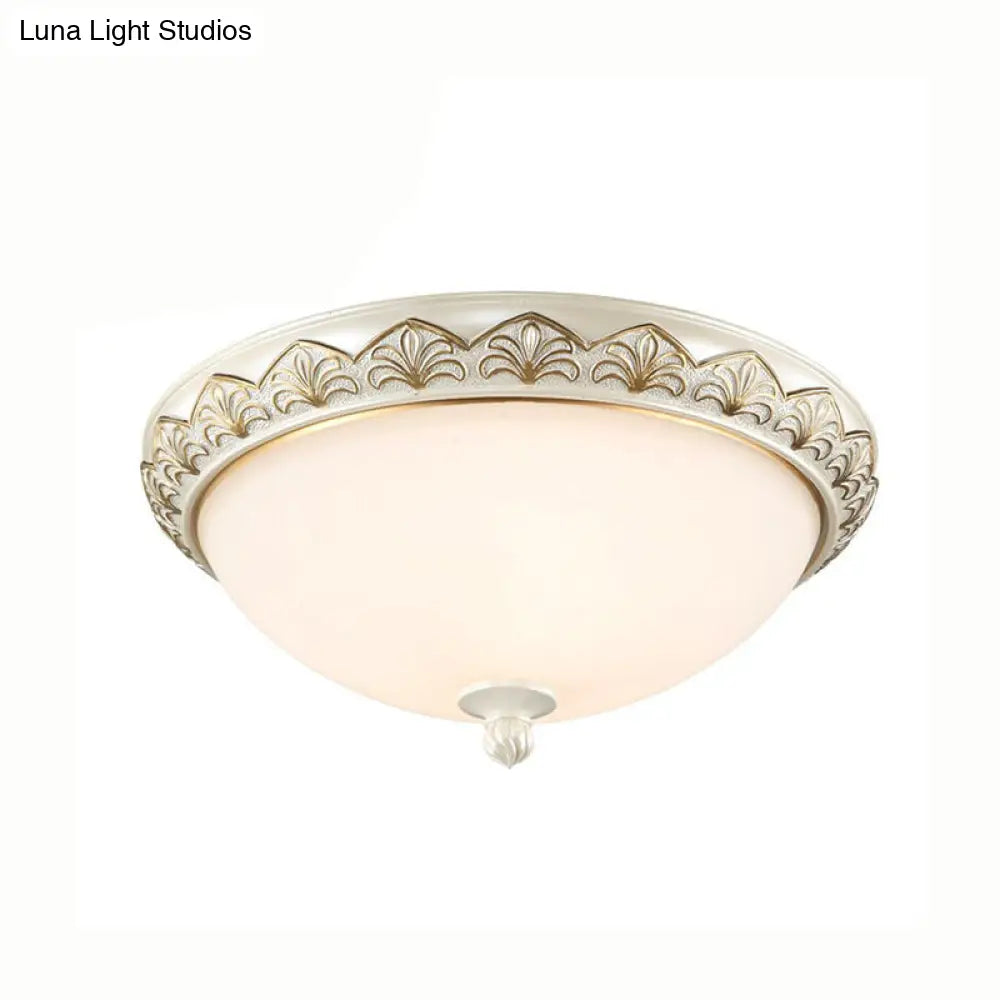 Traditional White Glass Ceiling Mounted Flush Mount Lamp For Bedroom