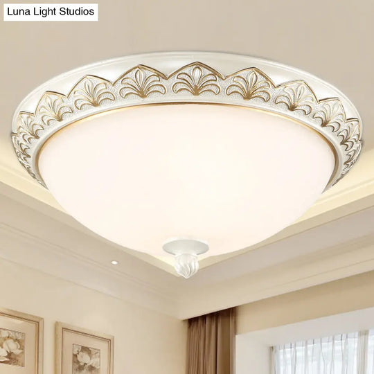 Traditional White Glass Ceiling Mounted Flush Mount Lamp For Bedroom / 15