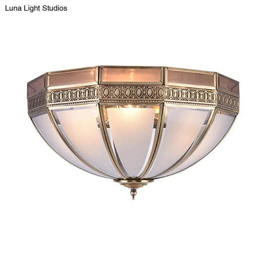 Traditional White Glass Dome Flush Mount Lamp With 3 Bulbs - Ideal Ceiling-Mounted Light For Living