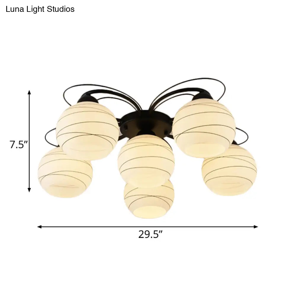 Traditional White Glass Flush Mount Ceiling Light - 3/6/9 Orb Lights For Living Room
