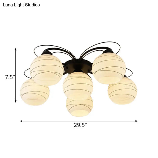 Traditional White Glass Flush Mount Ceiling Light - 3/6/9 Orb Lights For Living Room