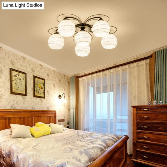 Traditional White Glass Flush Mount Ceiling Light - 3/6/9 Orb Lights For Living Room 6 /
