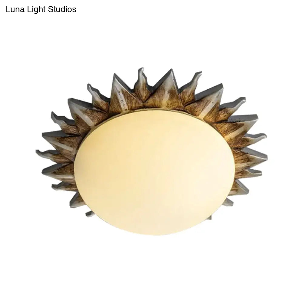 Traditional White Glass Flush Mount Ceiling Light For Dining Room - 1/3 Sunburst Lights Sizes 9 Or