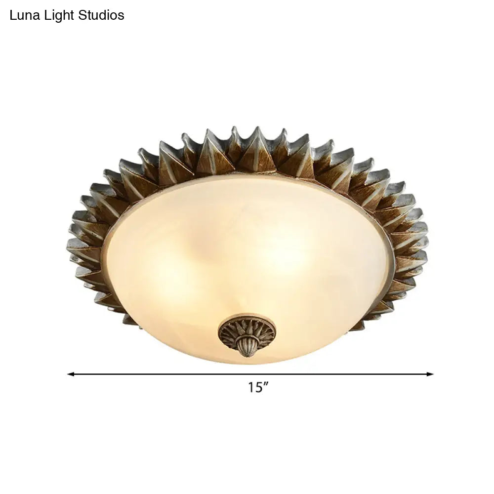 Traditional White Glass Flush Mount Ceiling Light For Dining Room - 1/3 Sunburst Lights Sizes 9’