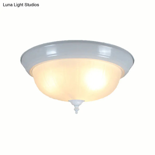 Traditional White Glass Three-Light Flush Mount Ceiling Fixture For Living Room - 13/15/19 Wide