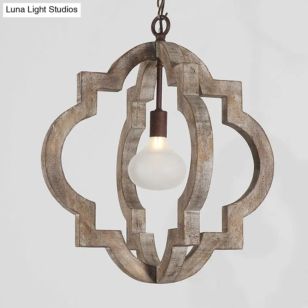 Traditional Wood Drop Pendant Hanging Light Fixture For Living Room