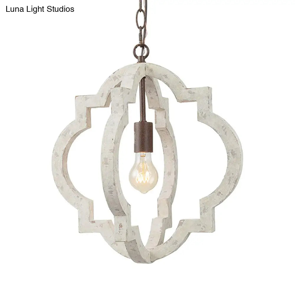 Traditional Wood Drop Pendant Hanging Light Fixture For Living Room