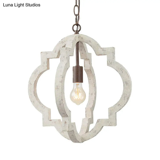 Traditional Wood Drop Pendant Hanging Light Fixture For Living Room