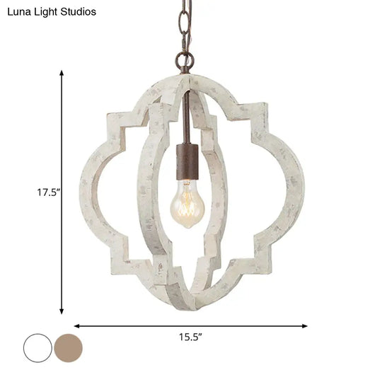 Traditional Wood Drop Pendant Hanging Light Fixture For Living Room