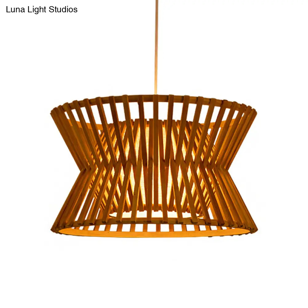 Traditional Wood Pendant Lighting: Laser Cut Bamboo Ceiling Light With 1 Bulb