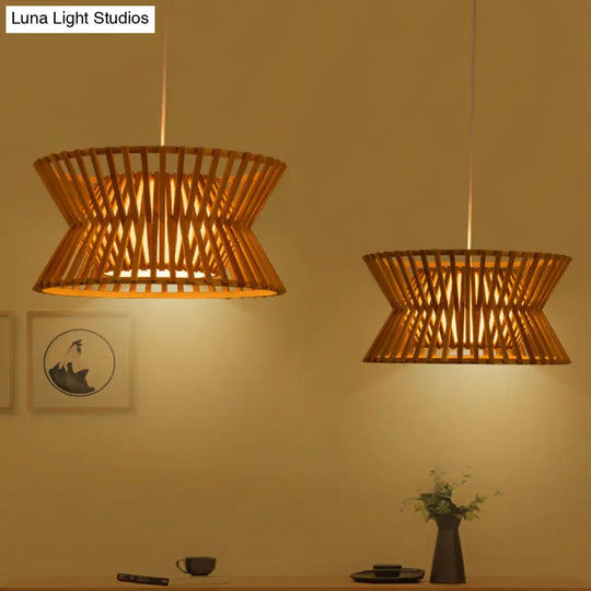 Traditional Wood Pendant Lighting: Laser Cut Bamboo Ceiling Light With 1 Bulb