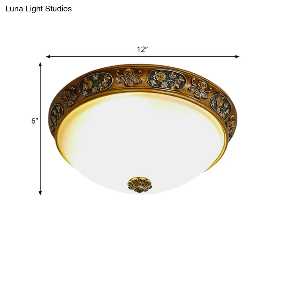 Traditional Wood Resin 3-Head Flush Mount Ceiling Light For Hallway - 12/15/19 Wide