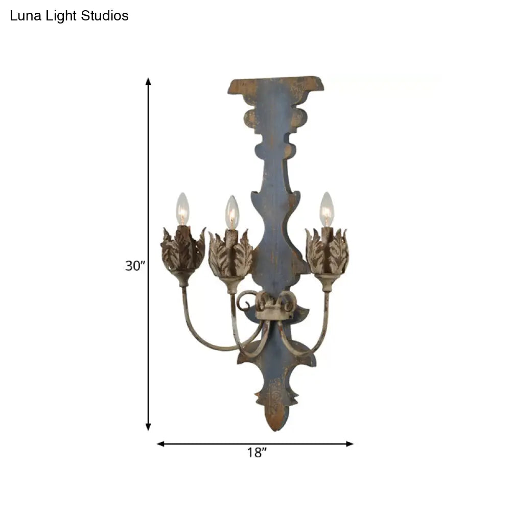 Traditional Wood Wall Sconce With 3/4 Candlestick Lights In Grey/White